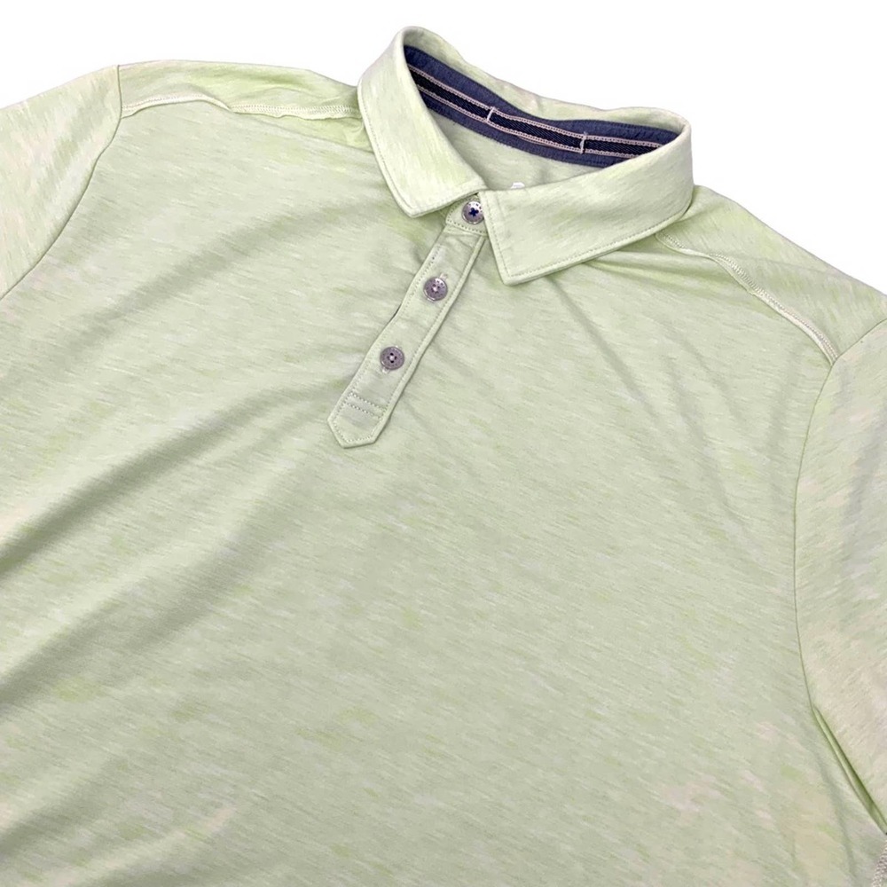 Tommy Bahama Men's Large Polo Short‎ Sleeve Shirt Light Heather Green